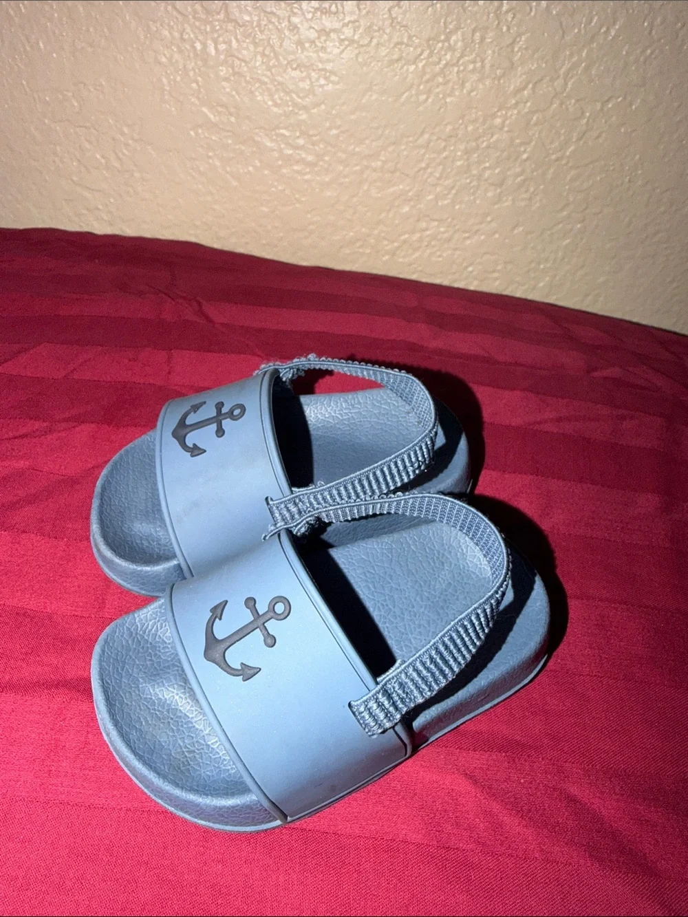 Kids Blue Anchor Slide Sandals